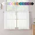 Aiyufneg White Sheer Valance for Window Curtains 24 Inch Length (40"W x 24"L (Pack of 2) / White)