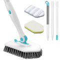 Shower Scrubber with Long Handle (Blue White / 2 pads)