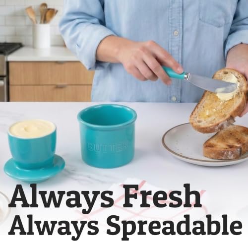 Large Butter Crock with Lid with Water Line (Turquoise / Large)