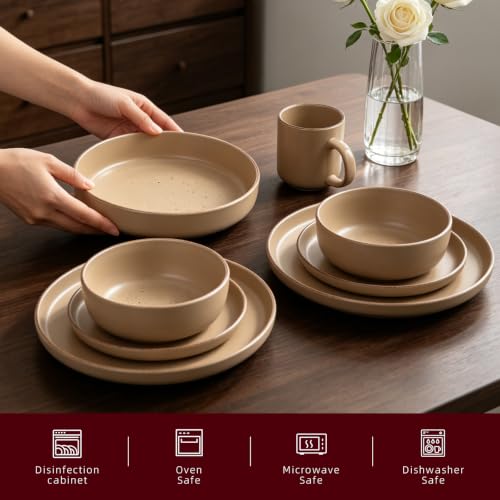 HomeVSS 20 Piece Dinnerware Set (Service for 4 - 20pc Set / Matte Beige)
