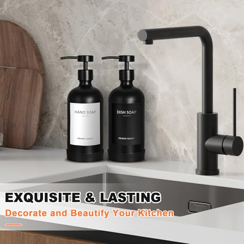 Black Glass Soap Dispenser with Stainless Steel Pump (Black / 2 Pack)