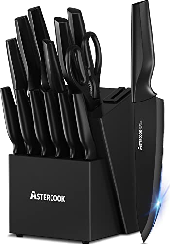 15 Pieces Kitchen Knife Block Set with Sharpener