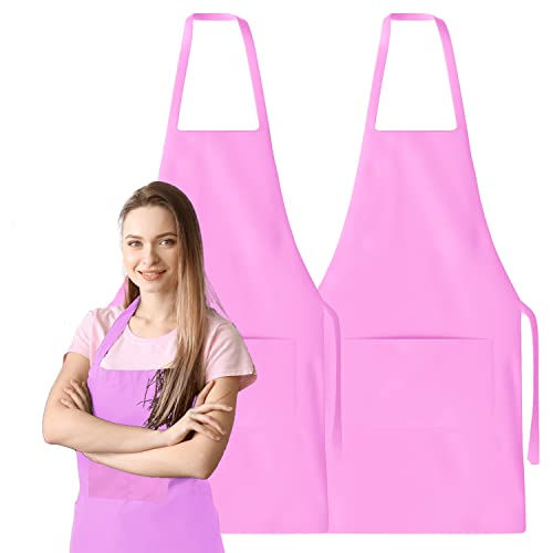 2 Pack Chef Apron with Pockets (Pink)