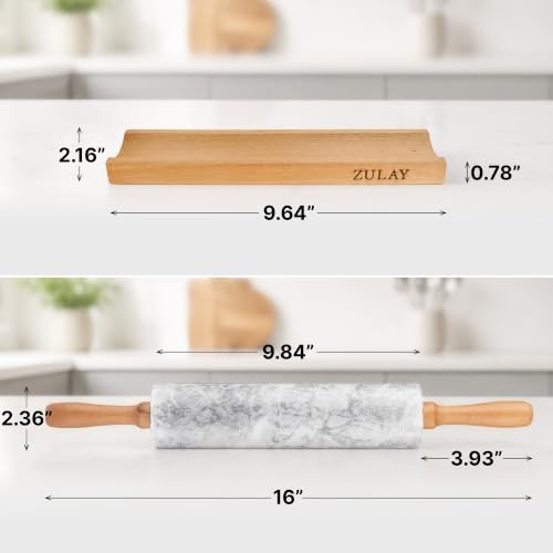 17 Inch Marble Rolling Pin With Stand (Quartz White / 17 Inch)