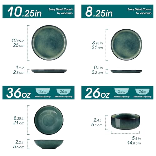 Starry Plates and Bowls Sets for 6 (Green / 24 Pcs (Service for 6))