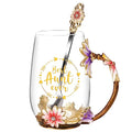 Gifts for Aunt from Niece Nephew Tea Cup Cool Birthday Gift Enamel Flower Glass Mugs Christmas Mothers Day New Aunt Announcement Promoted (Aunt)