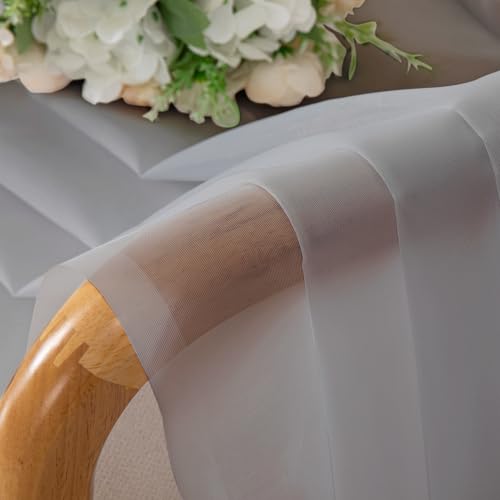 Light Grey Sheer Curtains 96 Inches Long 2 Panels (Light Grey / 42"W x 96"L (Pack of 2))