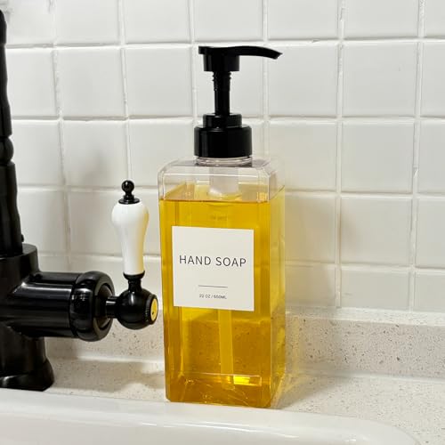 Clear Soap Dispenser with Waterproof Labels (22oz 2pack Clear)