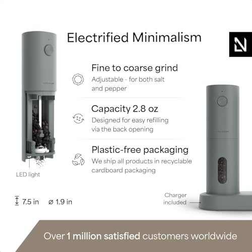 Electric Salt and Pepper Grinder Set (Ash Gray)