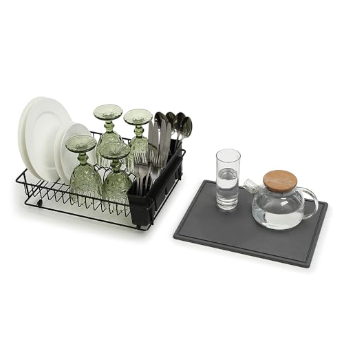 304 Stainless Steel Compact Dish Drying Rack (Black)