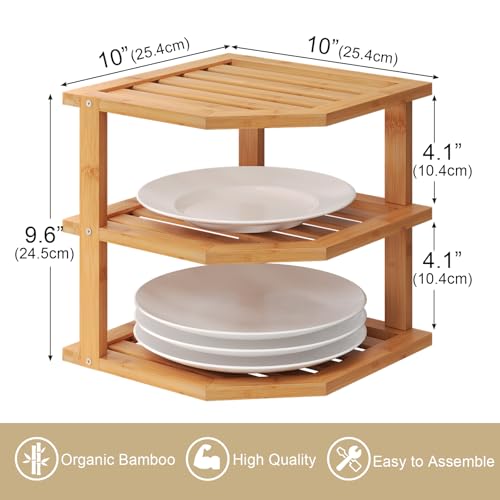 3 Tier Bamboo Dish Drying Rack (4 PC / Natural)