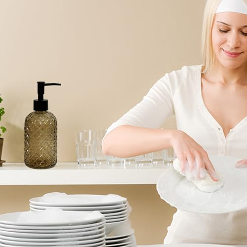 Brown Glass Dish Soap Dispenser for Kitchen (Brown)