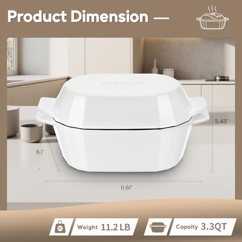 Enameled Cast Iron Dutch Oven for Bread Baking (White)