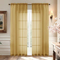 Gold Sheer Curtains 84 Inches Long 2 Panels Set for Living Room (59"W x 84"L (Pack of 2) / Gold)