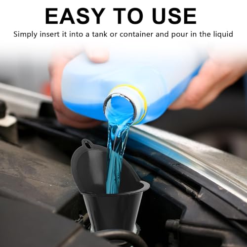 Long Neck Oil Funnel for Automotive (Black (2-Pack))