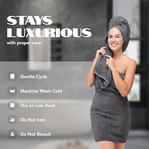 Wealuxe Grey Towels for Bathroom 6 Pack (Gray / Bath Towels 6-Pack, 22x44 Inches)