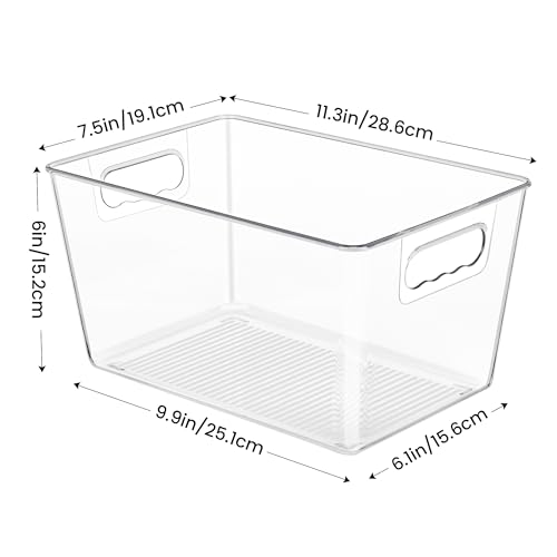 Clear Plastic Storage Organizer Bins (L(11.2"L x 7.5"W x 6"H))