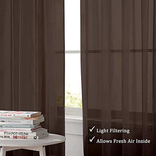 Sheer Chocolate Curtains (Chocolate / 42"W x 90"L (Pack of 2))