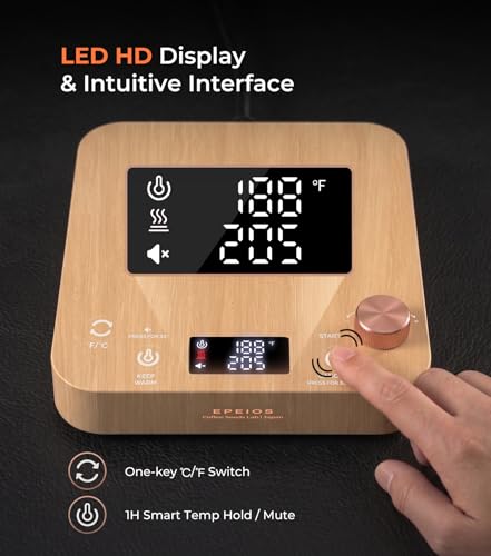 Gooseneck Electric Kettle ±1°F Temp Control (Cream White Walnut)
