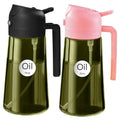 2Pcs 16oz 470ml Dark Green Oil Sprayer for Cooking with Stickers (16_2Pcs Black&Pink)