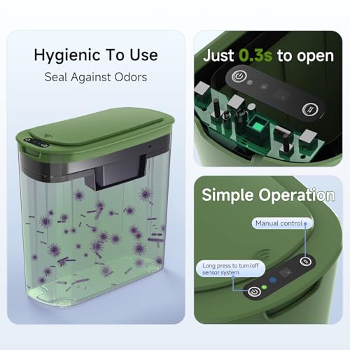 Automatic Motion Sensor Bathroom Trash Can with Lid (Green)