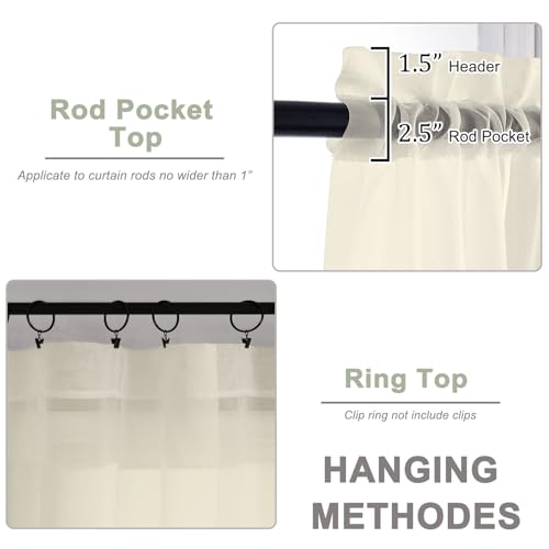 Cream Sheer Curtains 120 Inches Long 2 Panels Set (Cream / 59"W x 120"L (Pack of 2))