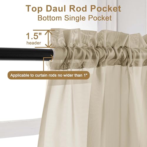 Taupe Sheer Curtains 120 Inches Long (Taupe / 42"W x 120"L (Pack of 2))
