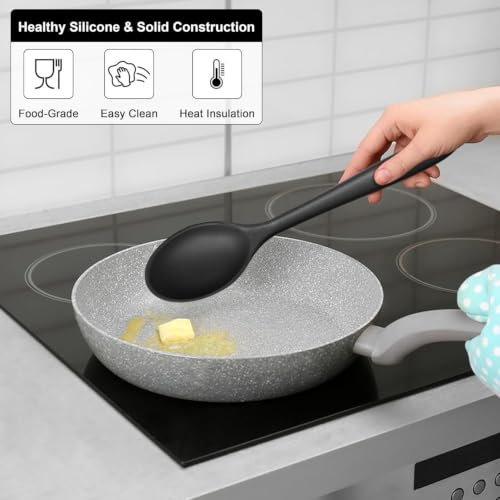 Silicone Cooking Spoon Set of 2 (Black)