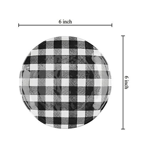 Gingham Melamine Round Dessert Plates (Gingham Black)