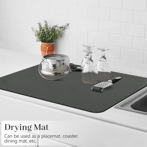 Grey Dish Drying Mat (Dark Gray / 24" x 16")