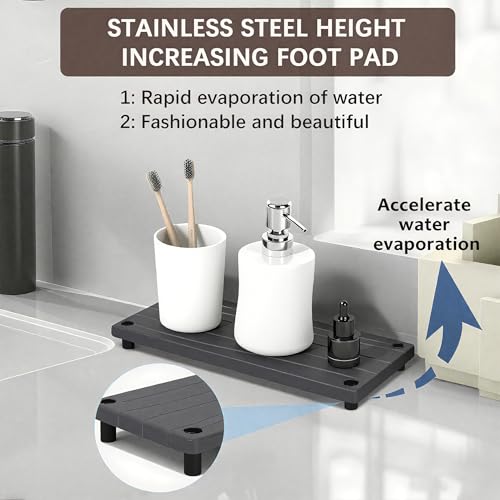 Quick Dry Sink Caddy Kitchen Sink Organizer (Dark Gray Metal Foot Wave Large)