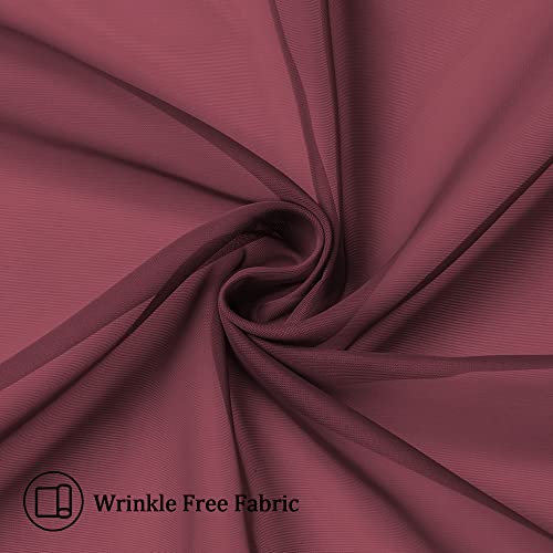 Aiyufneg Small Sheer Tier Curtains Half Kitchen Curtain Sheers (40"W x 24"L (Pack of 2) / Burgundy)