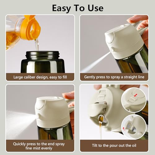 Olive Oil Dispenser and Oil Sprayer 16oz (White / 1 Pack)