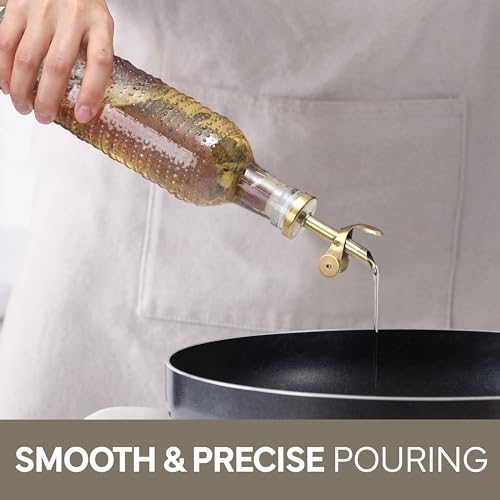 Glass Olive Oil Bottle Dispenser (Champagne Bubbles / Brown)