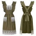 Vintage Aprons for Women (Olive Green)