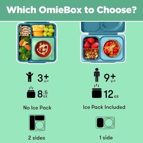 OmieBox Kids Insulated Leakproof Bento Lunch Box with Food Jar (8.5 Ounces / Meadow)