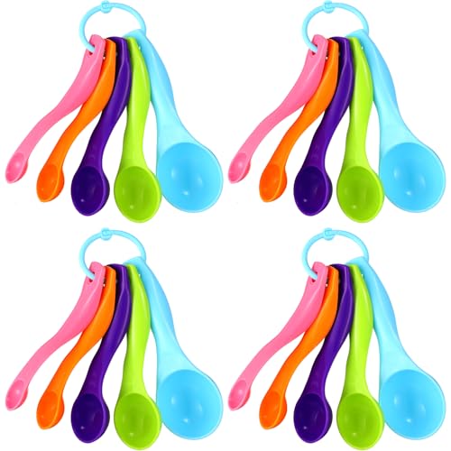 20 Pcs Colorful Plastic Measuring Spoons for Kitchen Baking (Colorful)