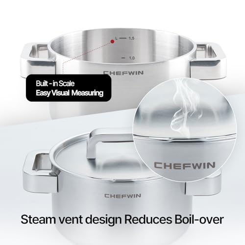 316 Stainless Steel 1.9 Quart Durable Sauce Pot with Lid Casserole