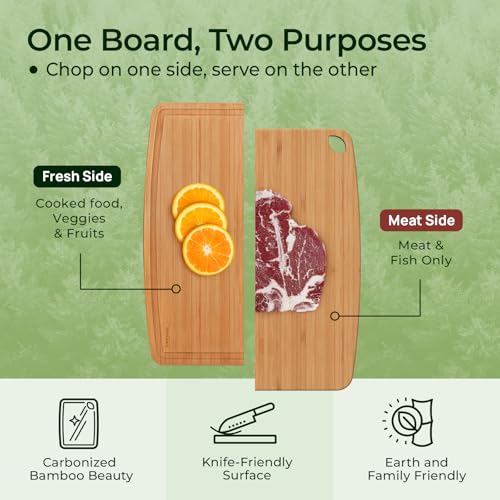 Dishwasher Safe Bamboo Cutting Board (14"L x 10.6"W)