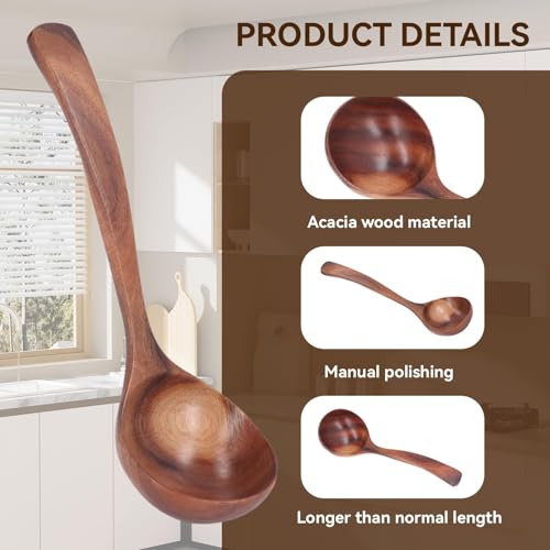 Wooden Ladle 7.87inch Soup Ladle Wooden Serving Spoon Soup Spoon Ladle for Cooking