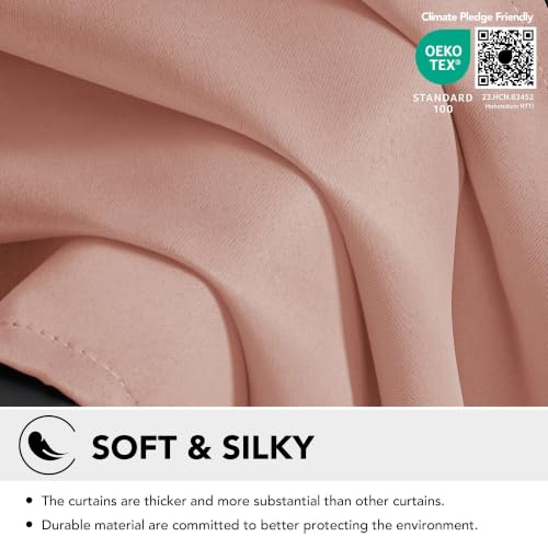 Solid Back Tab and Rod Pocket Curtains Thermal Insulated Blackout Window Curtains for Living Room 52Wx84L Inch Coral Pink 2 Panels (Coral Pink / 52"W x 84"L (Pack of 2))