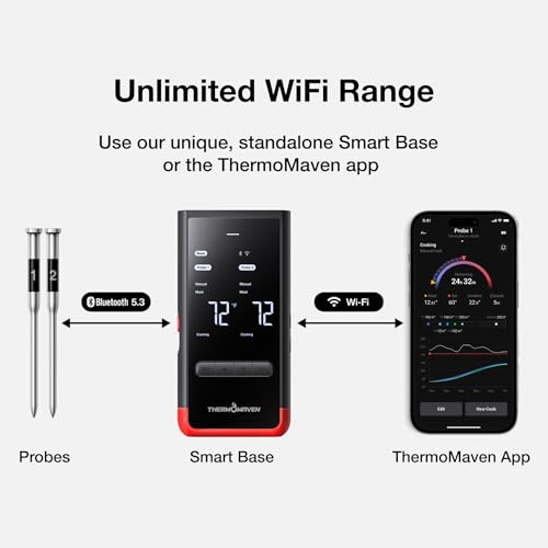 WiFi Wireless Meat Thermometer (Red-2 Probes)