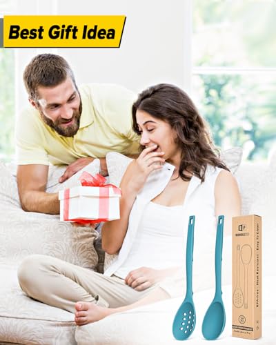 Pack of 2 Silicone Cooking Spoons (Blue)