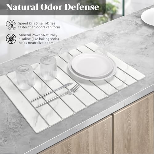 Large Stone Dish Drying Mats for Kitchen Counter (24" x 16")