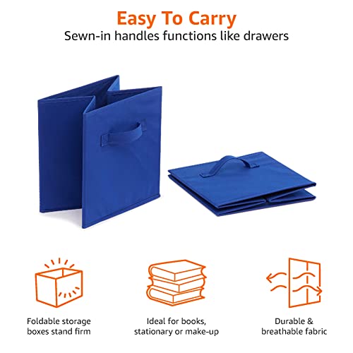 Collapsible Fabric Storage Bins with Handles (Navy / 10.5"x10.5"x11")