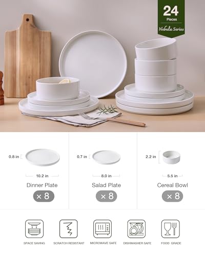 Nebula Plates and Bowls (White / Service for 8 (Standard Dinner Set))