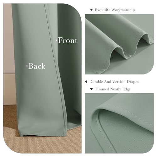 102 inch Long Curtains 2 Panels Set for Living Room Bedroom (Sage Green / 52"W x 102"L (Pack of 2))