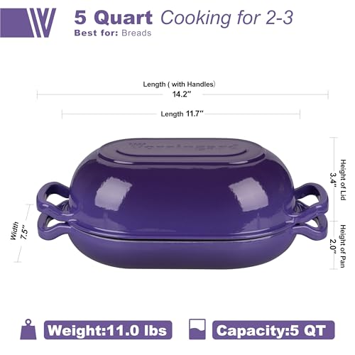 Enameled Cast Iron Sourdough Bread Oven (5 QT / Purple)