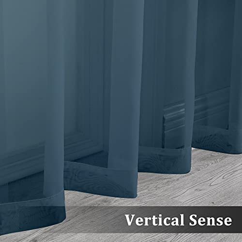Dusty Blue Sheer Curtains 108 Inches Long (Dusty / 42"W x 108"L (Pack of 2))