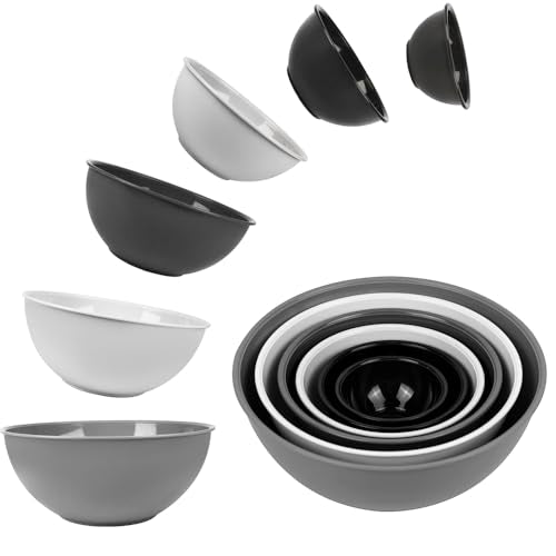 BPA Free Plastic Round Mixing Bowl with Lids (Gray)